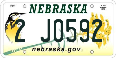 NE license plate 2J0592