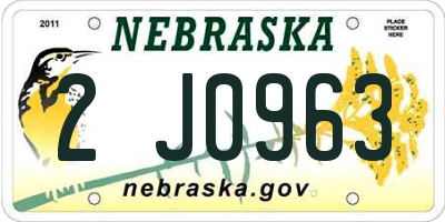 NE license plate 2J0963