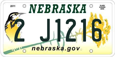 NE license plate 2J1216