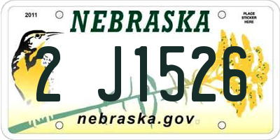 NE license plate 2J1526