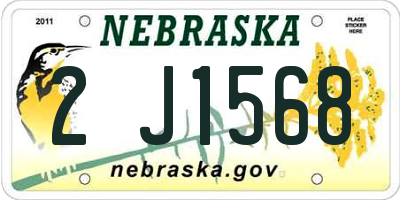 NE license plate 2J1568