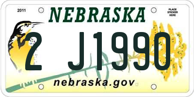 NE license plate 2J1990