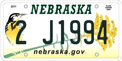 NE license plate 2J1994