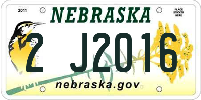 NE license plate 2J2016