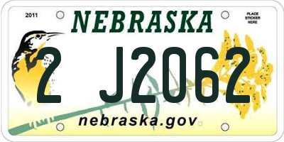 NE license plate 2J2062