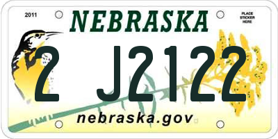 NE license plate 2J2122