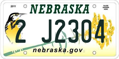 NE license plate 2J2304