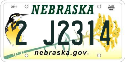 NE license plate 2J2314
