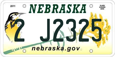NE license plate 2J2325