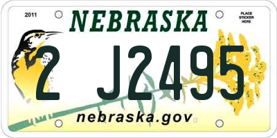 NE license plate 2J2495