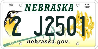 NE license plate 2J2501