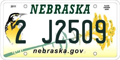 NE license plate 2J2509