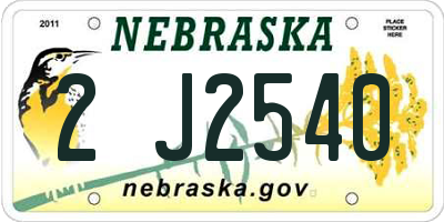 NE license plate 2J2540
