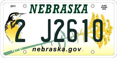 NE license plate 2J2610