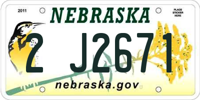 NE license plate 2J2671