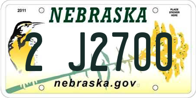 NE license plate 2J2700