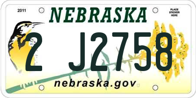 NE license plate 2J2758