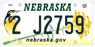 NE license plate 2J2759