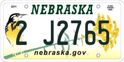 NE license plate 2J2765