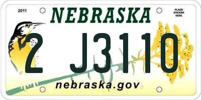 NE license plate 2J3110