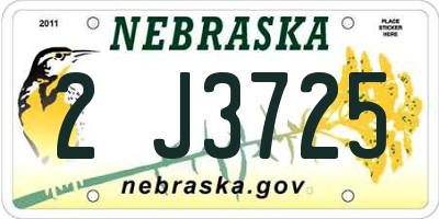 NE license plate 2J3725