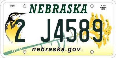 NE license plate 2J4589