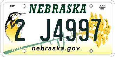 NE license plate 2J4997