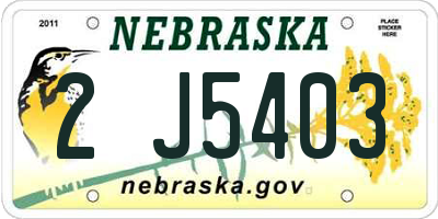 NE license plate 2J5403