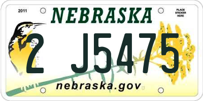 NE license plate 2J5475