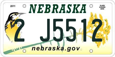NE license plate 2J5512