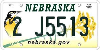 NE license plate 2J5513