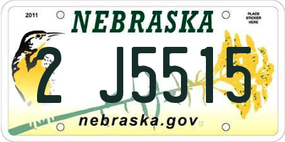 NE license plate 2J5515