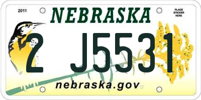 NE license plate 2J5531