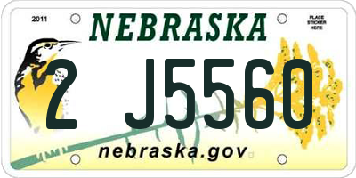 NE license plate 2J5560