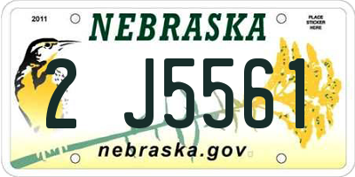 NE license plate 2J5561