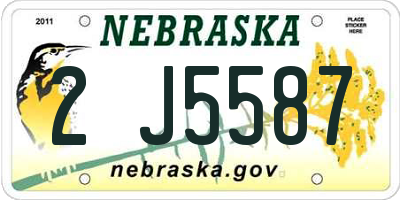 NE license plate 2J5587
