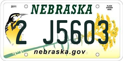 NE license plate 2J5603