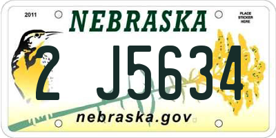 NE license plate 2J5634