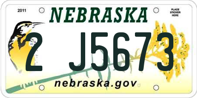 NE license plate 2J5673
