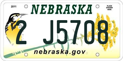 NE license plate 2J5708