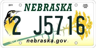 NE license plate 2J5716