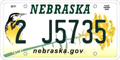 NE license plate 2J5735