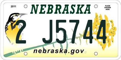 NE license plate 2J5744