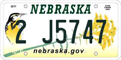 NE license plate 2J5747