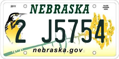 NE license plate 2J5754