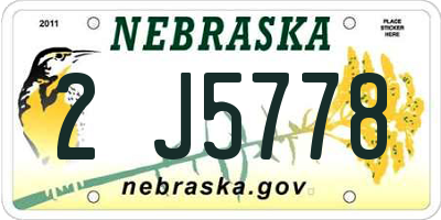 NE license plate 2J5778