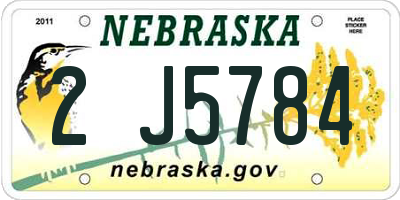 NE license plate 2J5784