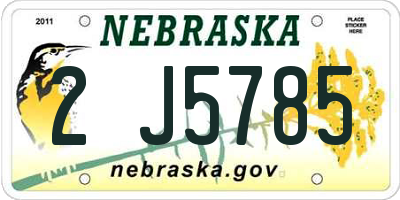 NE license plate 2J5785