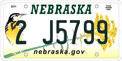 NE license plate 2J5799