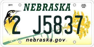NE license plate 2J5837